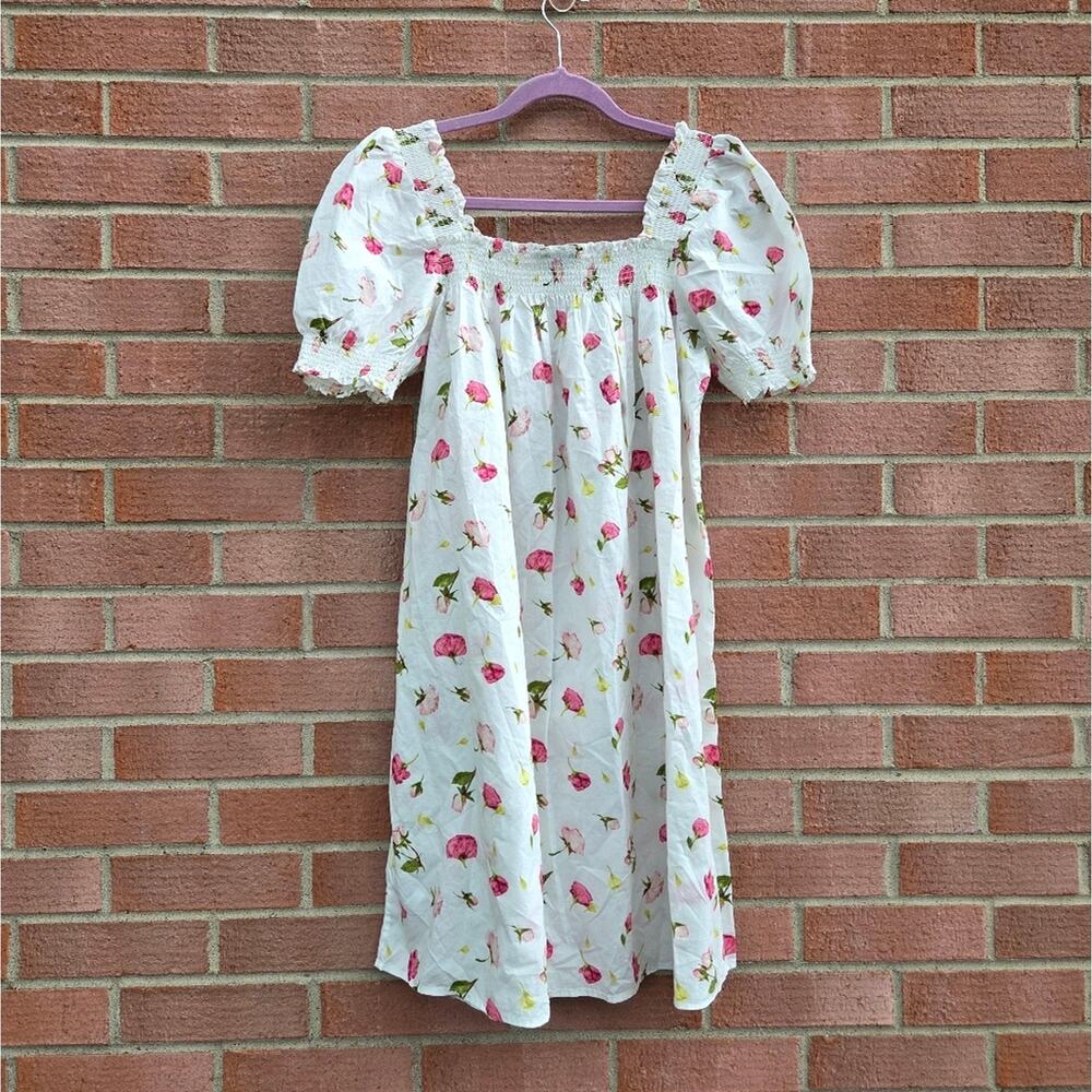 J. Crew Smocked cotton poplin sleep dress in rosebud floral Medium - Picture 5 of 7